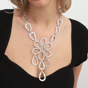Antique Sterling Silver Plated Flower Design Hand Made Necklace